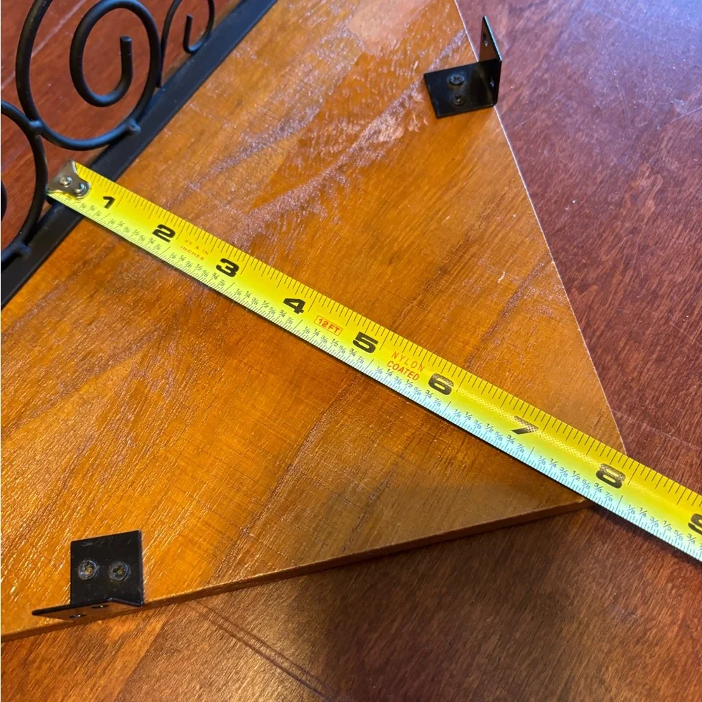 Wood Corner Shelves w Wire Scrolling set of 2